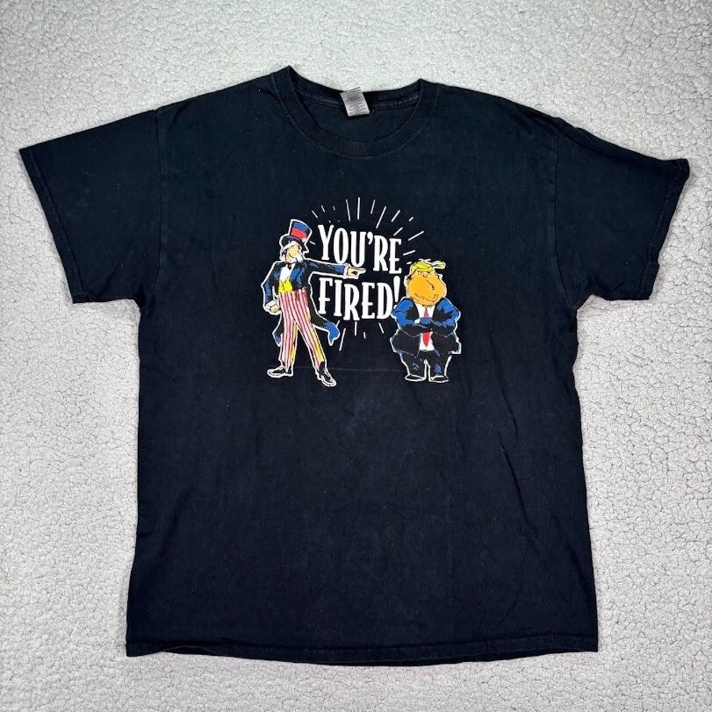 Donald Trump You're Fired T-Shirt Mens L Uncle Sam Democrat Cotton Black Anti